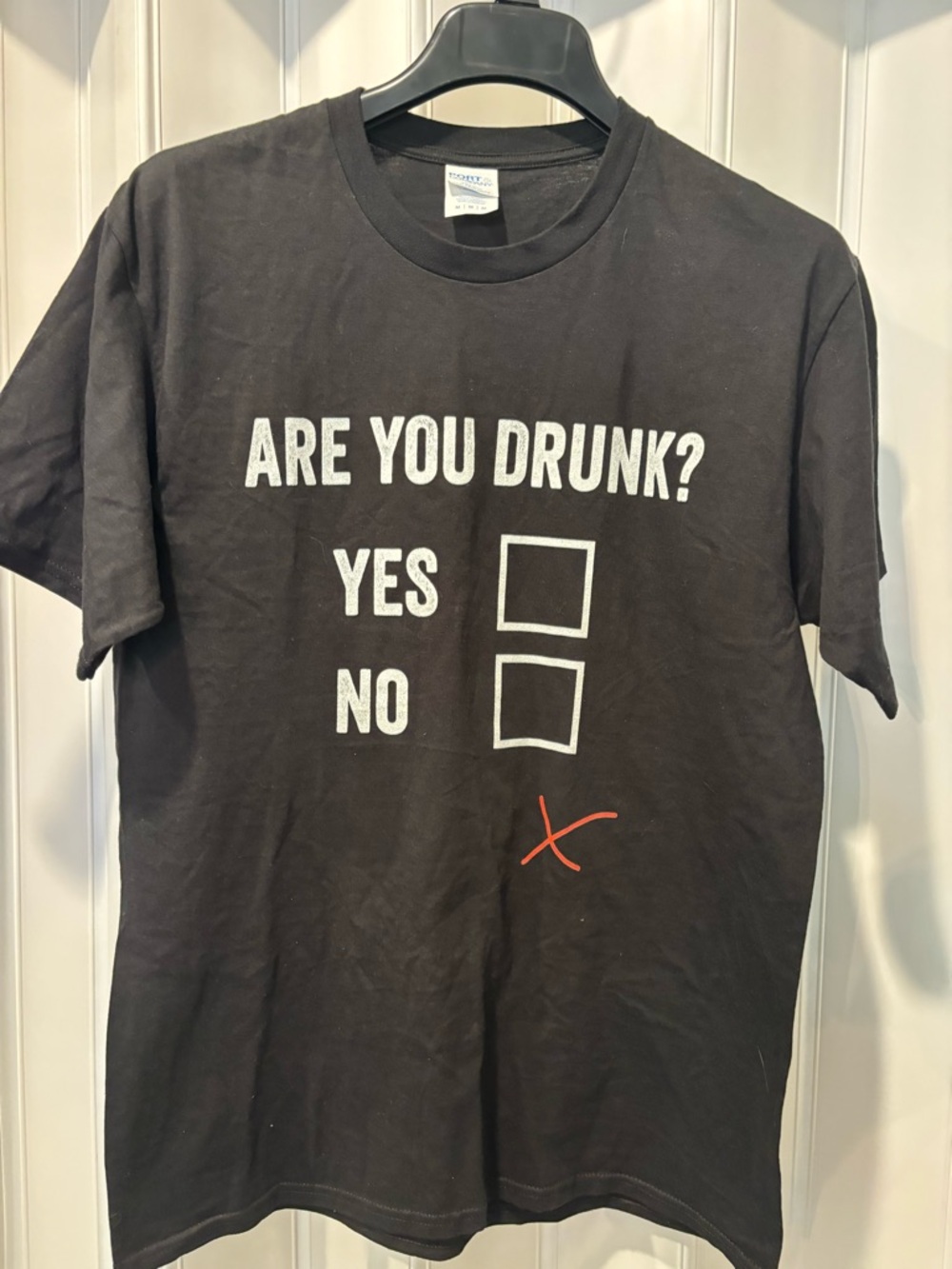 Black Graphic Tee - 'Are You Drunk?' Size Medium